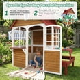 thumbnail image 6 of ANPOO Outdoor Wooden Kids Playhouse, Large Play House with Bench/Table/Kitchen/Flower Pot Holders/Toys, Outdoor Play Toy Gift for Ages 3+, 6 of 9