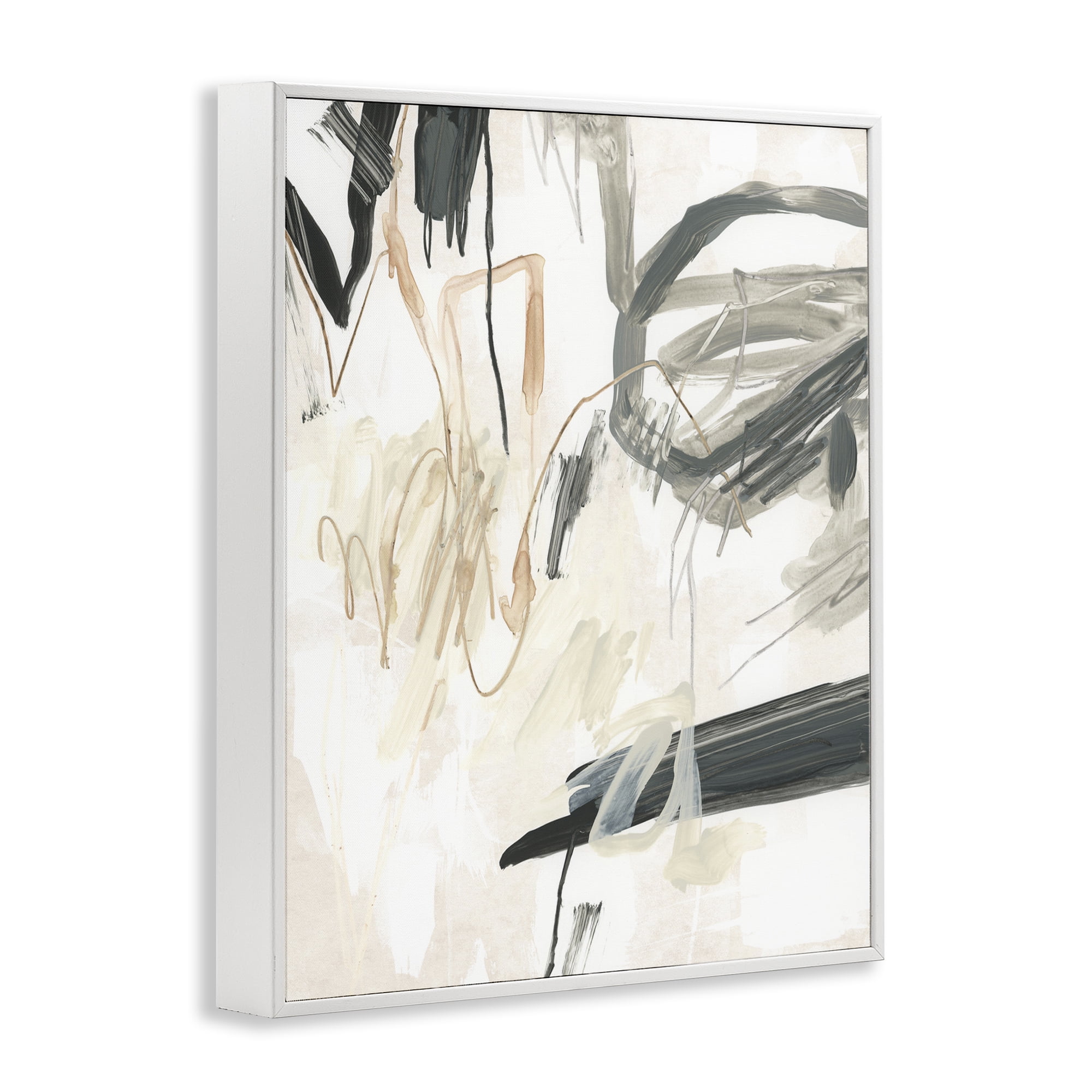 Stupell Industries Scribbled Abstract on Beige Abstract Painting White Framed Art Print Wall Art, 11 x 14