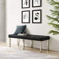 thumbnail image 2 of Tufted Accent Chair Bench, Black, Vegan Leather, Living Kitchen Cafe Bistro Hospitality Restaurant, Modern Contemporary HB36899, 2 of 8