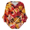 thumbnail image 5 of Pastel Rainbow Lollipop Women's V-Neck Blouse With 3/4 Ruffled Bell Sleeves Casual Top Ladies Blouses, 5 of 7