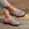 thumbnail image 3 of Loafers for Women Knit Mesh Rhinestone Platform Lug Sole Casual Slip on Walking Shoes Comfortable Dressy Flat Shoes Light Pink Size 6.5, 3 of 8