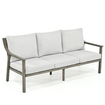 HAPPATIO Patio 3-Seater Couch, All Weather Aluminum Patio Outdoor Furniture, Deep Seat with 4.5" Thicken Removable Cushions for Deck, Lawn, Outside (Grey)