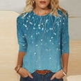 thumbnail image 3 of JTZGDY Plus Size Womens 3/4 Lenths Sleeve Tops Dressy Casual Summer Cute Floral Pattern Graphic T-Shirts Trendy Oversized Crewneck Basic Tunic Blouse A02-Mint Green M, 3 of 6