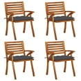thumbnail image 1 of vidaXL Garden Chairs with Cushions 4 pcs Solid Acacia Wood, 1 of 5