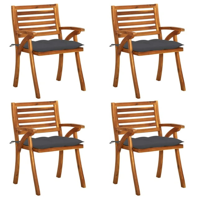 vidaXL Garden Chairs with Cushions 4 pcs Solid Acacia Wood