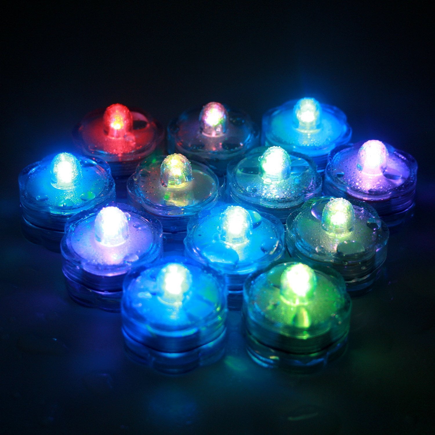 greenhouse Easy to happen Sweat Micro LED Set of 12 Submersible Flower Tea Lights Waterproof LED Candle  Lights (Multi-color), 1) Approximately 1" tall and 1.25" wide By Little  Star - Walmart.com