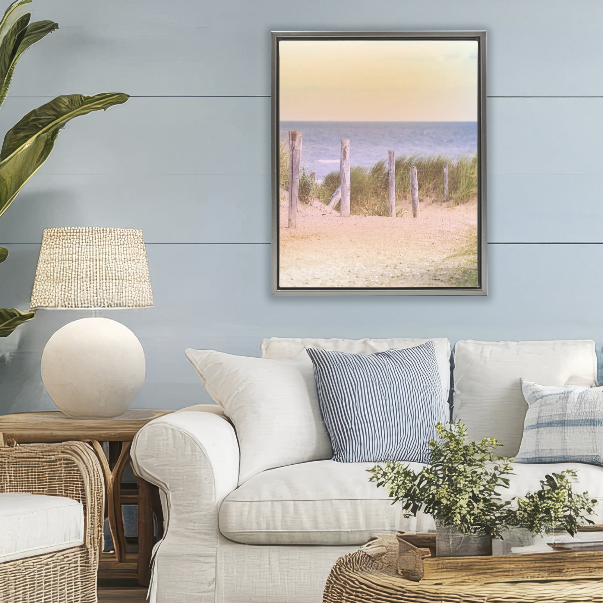 Stupell Industries Carefree Beach Vacation Gray Framed Floater Canvas Wall Art, design by Marcus Prime