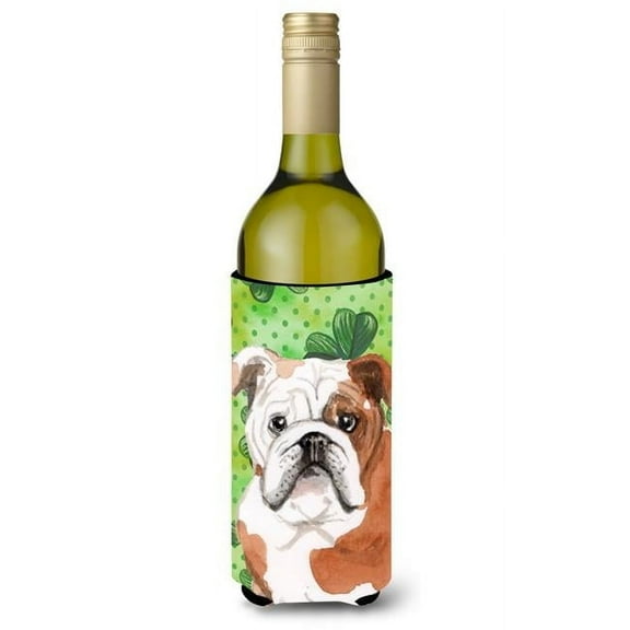English Bulldog St. Patricks Wine Bottle Beverge Insulator Hugger