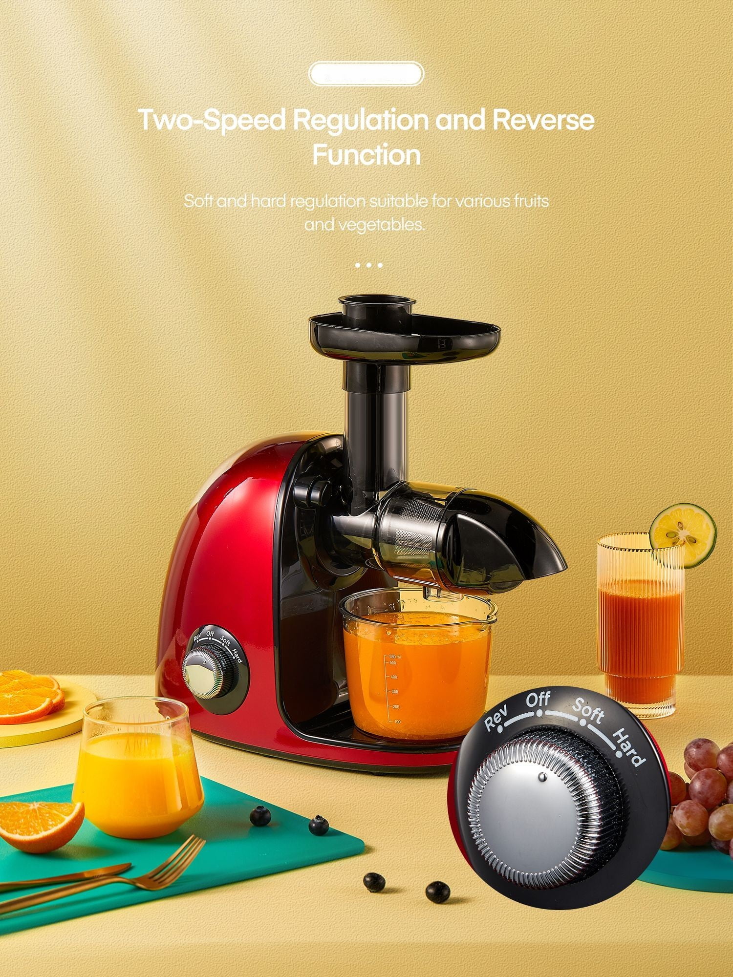 Juicer Machine, Cold Press Juicer for Fruits and Vegetables Easy to Clean  with Reverse Function, AICOOK Masticating Slow Juicer Extractor with  2-Speed Modes, Quiet Motor ＆ Recipes 