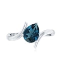 thumbnail image 5 of Rosec Jewels Real London Blue Topaz Pear Shaped Engagement Ring for Women - Statement Ring - AAA Quality - with Jewelry Box, 14K White Gold, US 13.00, 5 of 9