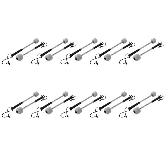 20Pcs Bass Drum Mallet Felt Percussion Mallets Timpani Sticks with Stainless Steel Handle,White