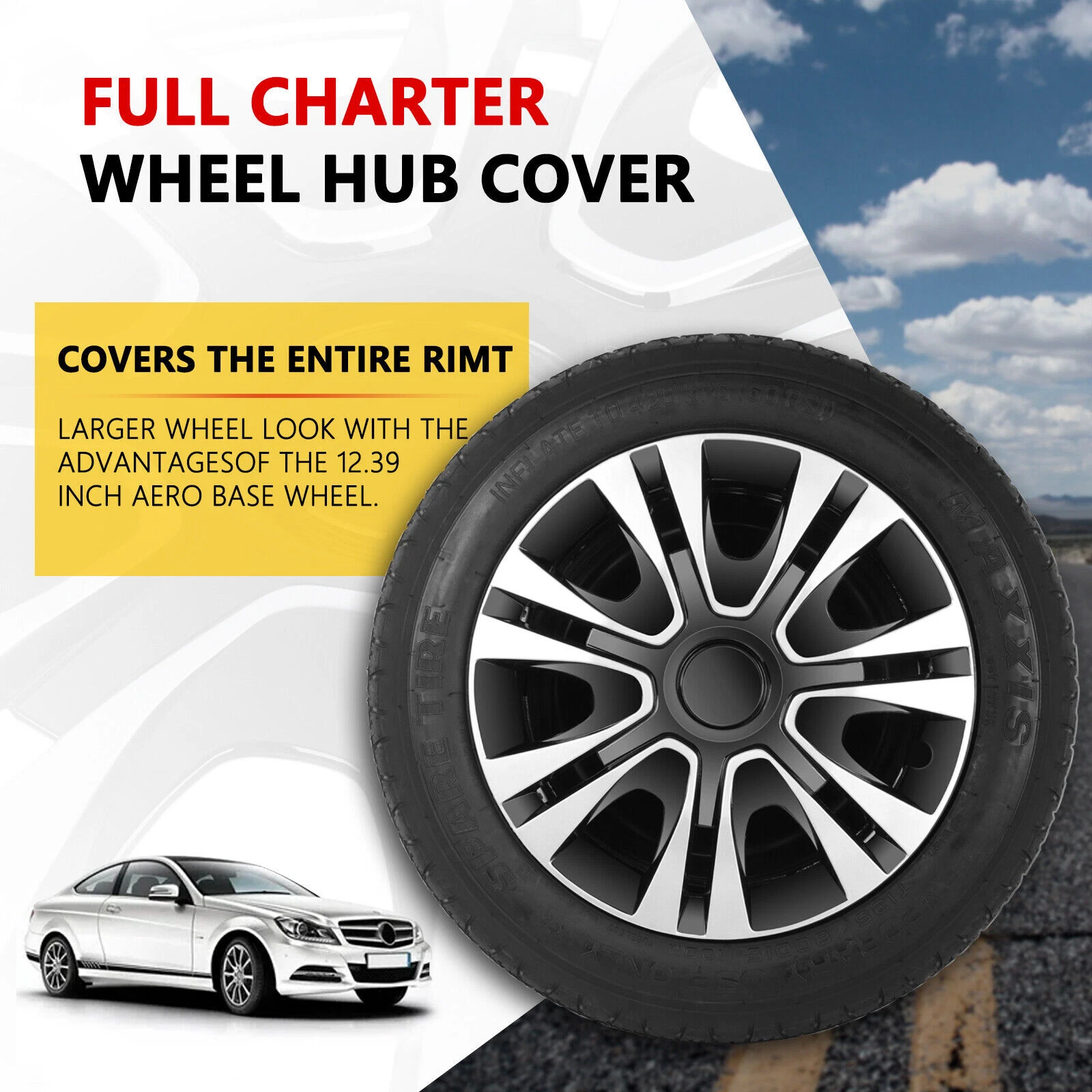 15"x4 Snap On Hubcaps Wheel Covers Full Hub Caps Durable Fit R15 Tire & Steel Rim