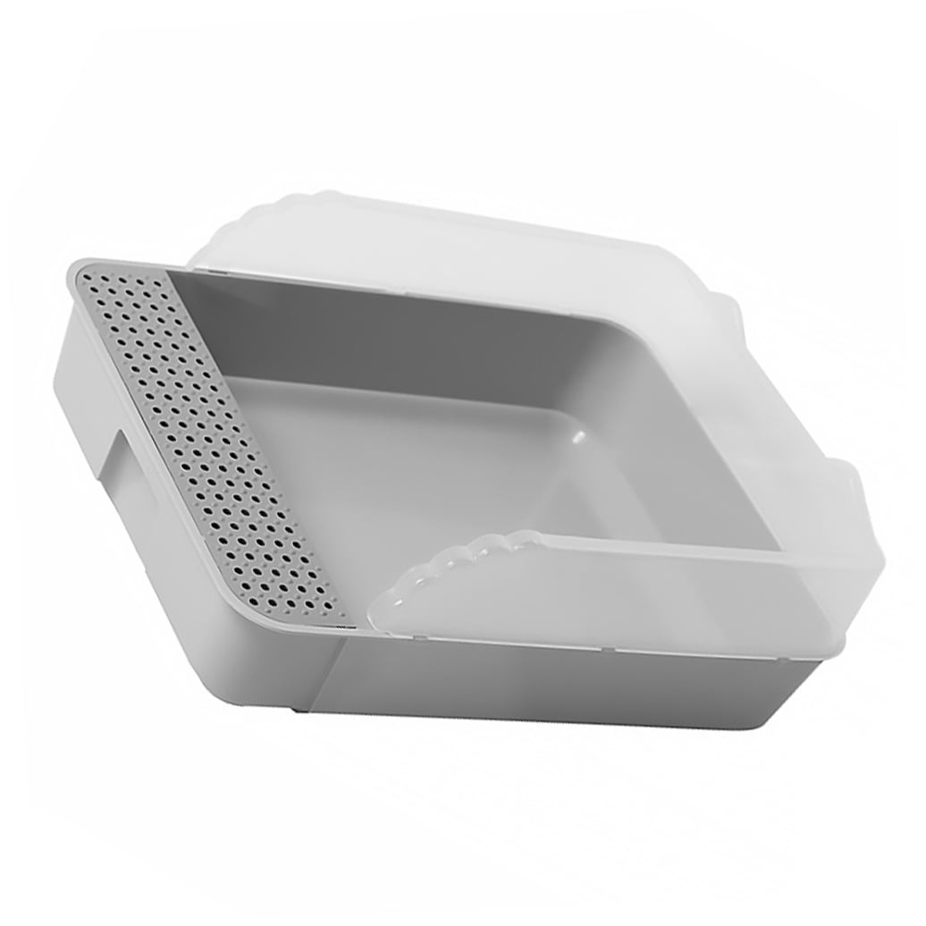 LULULION Grey Cat Litter Box Pan Semi Enclosed Durable Easy Clean Design for Pets