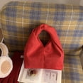 thumbnail image 5 of Wynndora Retro Suede Twisted Handle Mini Handbag, Soft Textured Casual Tote Purse, Red, 5 of 6