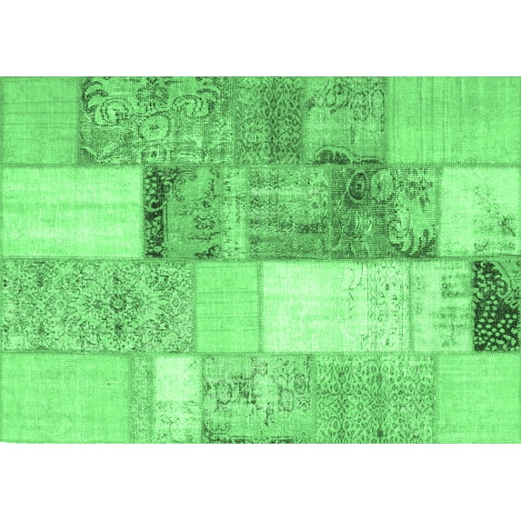 Ahgly Company Indoor Rectangle Patchwork Emerald Green Transitional Area Rugs, 6' x 9'