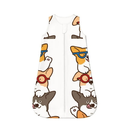 

Fotbe Corgi Dog2 Pattern Sleep Sack - Baby Wearable Blanket with Zipper Extra Soft Cotton Sleeveless Sleeping Bag for Infants-X-Large