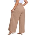 thumbnail image 4 of cocolona Womens Summer Casual Loose Plus Size Pants Elastic Waist Straight Wide Leg Vacation Lounge Trousers with Pockets, 4 of 5