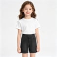 thumbnail image 2 of QIUOMBBP Girls High Waist Denim Shorts Straight Wide Leg Jeans Short with Pockets Slim Fit Summer Short Pants Black 110, 2 of 10