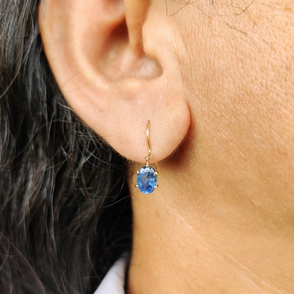 Natural Blue Sapphire Earrings, 14K Solid Gold Sapphire Earrings, Dainty Sapphire Earrings, September Birthstone Earrings, Christmas Present