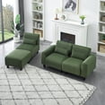 thumbnail image 3 of 84.6 Inch L Shaped Corduroy Fabric Sofa, 3 Seater Upholstered Couch with Chaise & 3 Waist Pillows, Modular Sectional Lounge Sleeper Sofa for Living Room, Green, 3 of 7