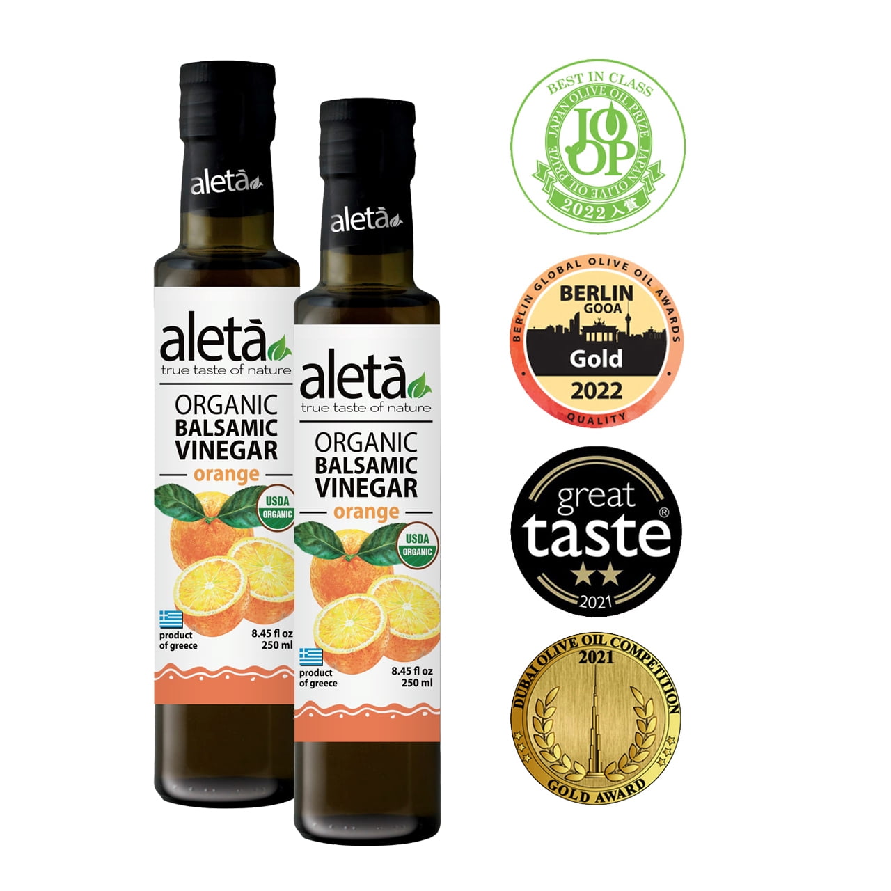 Aleta Organic Orange Infused Balsamic Vinegar, 8.45 Fl Oz