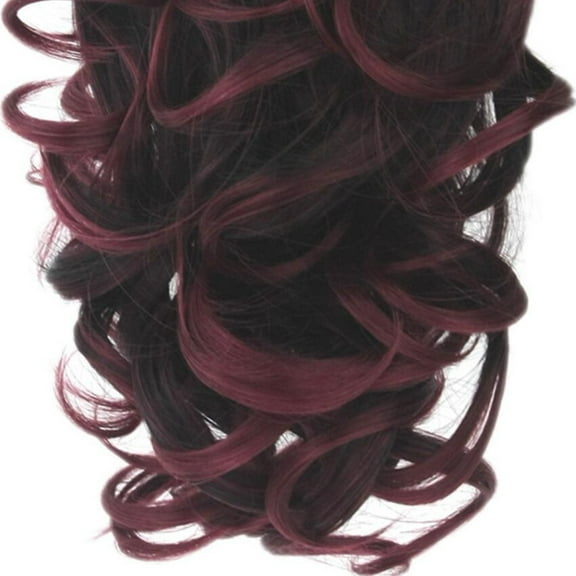 BESTYASH Dark Red Ponytail Claw Clip Synthetic Hair Extension for Decoration High Temperature Fiber 20 inch