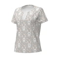 thumbnail image 2 of Naloa Rabbit And Heart Print T-Shirts Short Sleeve V Neck Tees for Women Fashion Tops Trendy Lightweight Soft Casual Summer Outfits Clothes, 2 of 5