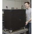 thumbnail image 2 of Metal Storage Cabinet, Rolling Tool Cabinet with 2 Adjustable Shelves and Locks & 4 Wheels, Heavy Duty & Rust Resistant Tool Cart, Storage Cabinet for Garage, Warehouse, Office, Black, 2 of 9