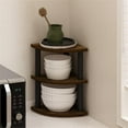thumbnail image 4 of Pemberly Row 3-Tier Corner Countertop Organizer Shelf in Amber Pine/Black, 4 of 6