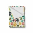 thumbnail image 2 of Dog Lover Soft Flannel Fleece Throw Blanket, Hand Drawn Paw Print Doodles Circular Pattern Children Drawing Style Animal, Cozy Plush for Indoor and Outdoor Use, 50" x 60", Multicolor, by Ambesonne, 2 of 6