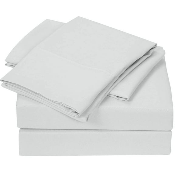 4 PC Bed Sheets Set, 100% Egyptian Cotton, 800 Thread Count, 15 Inch Deep Pocket on Fitted Sheet, White Solid Twin Size