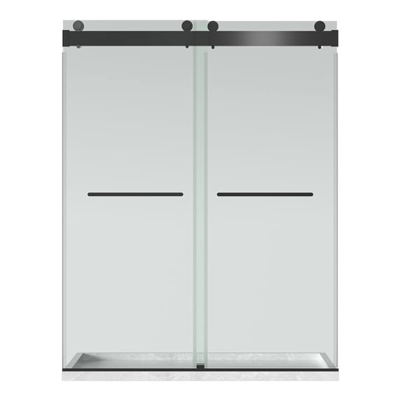 Clovis 76x72" Double Sliding Tempered Glass Shower Door in Matte Black/Clear