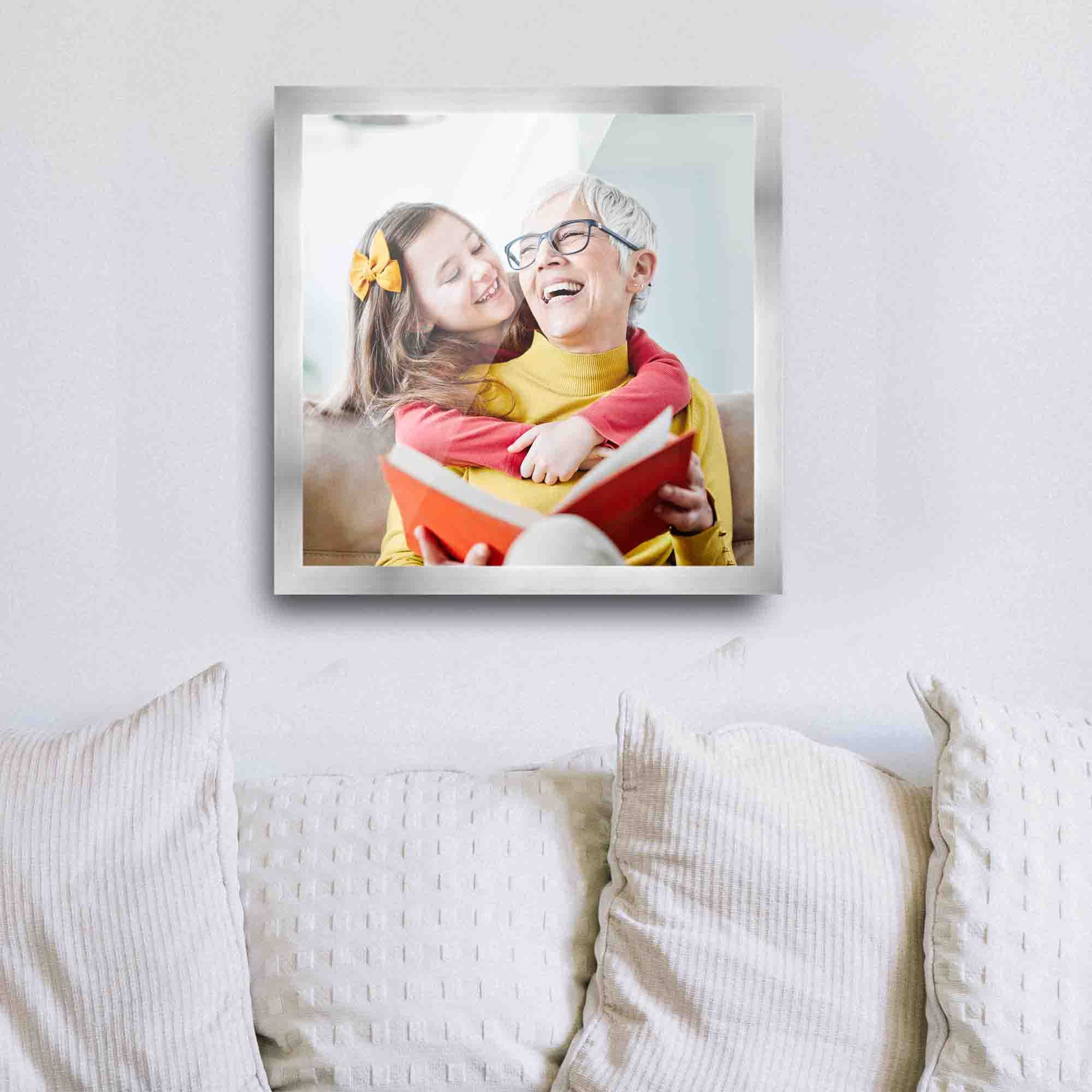 30x30 Frame Silver Real Wood Picture Frame Width 1 inches, Interior Frame  Depth 0.75 inches