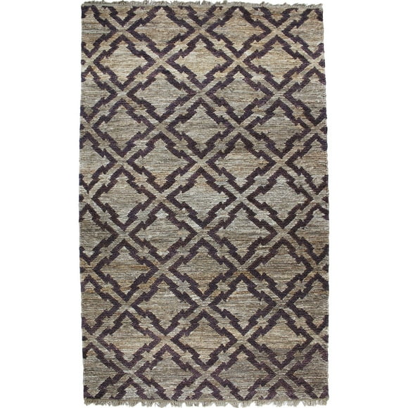 Natural Geo Spontaneous Jute Handwoven Geometric Natural/Brown Area Rug