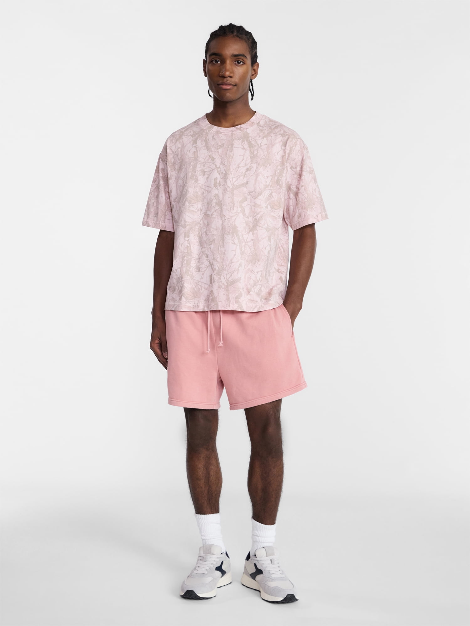 No Boundaries Cotton Oversized Cropped Tee with Short Sleeves, Men's and Big Men's XS-5XL