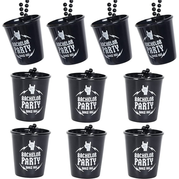 Brosash Bachelor Party Shot Glasses - Pack of 10 Black Plastic Groom & Groomsman Shot Glasses - Wedding Party Gifts