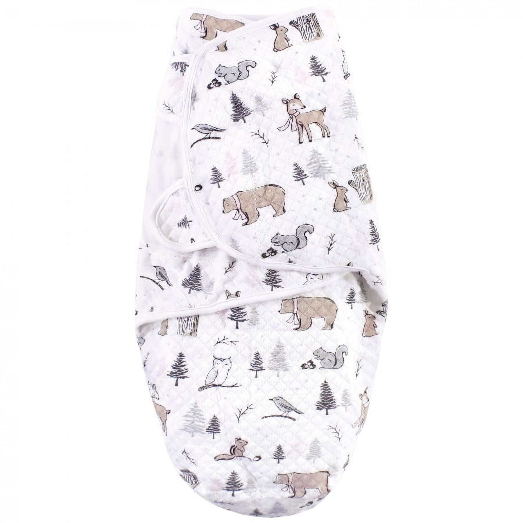Hudson Baby Infant Girl Quilted Cotton Swaddle Wrap 3pk, Winter Forest, 0-3 Months