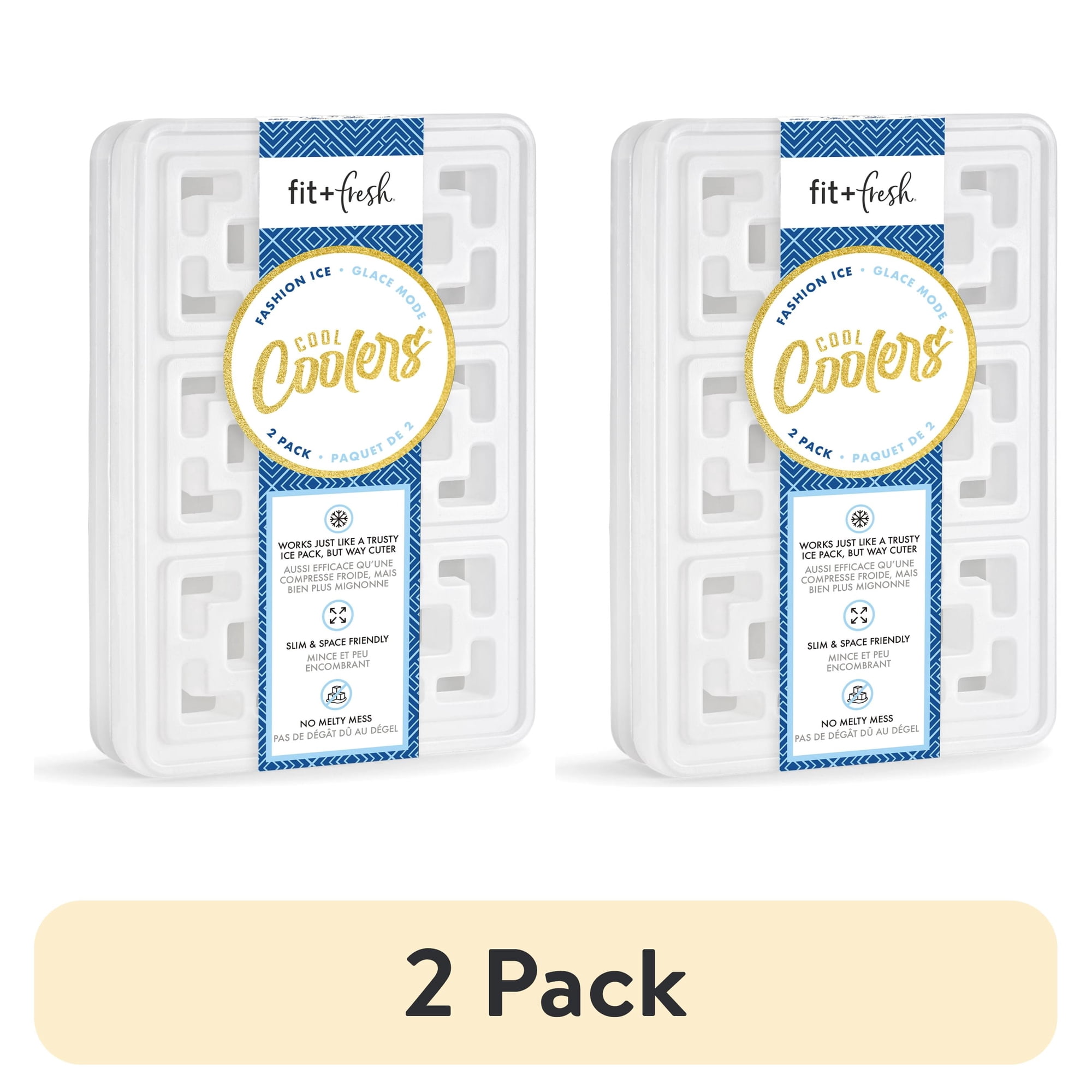 Fit & Fresh (2 pack) Cool Coolers by Fit + Fresh Slim XL Fashion Ice Packs Reusable 2-Pack White