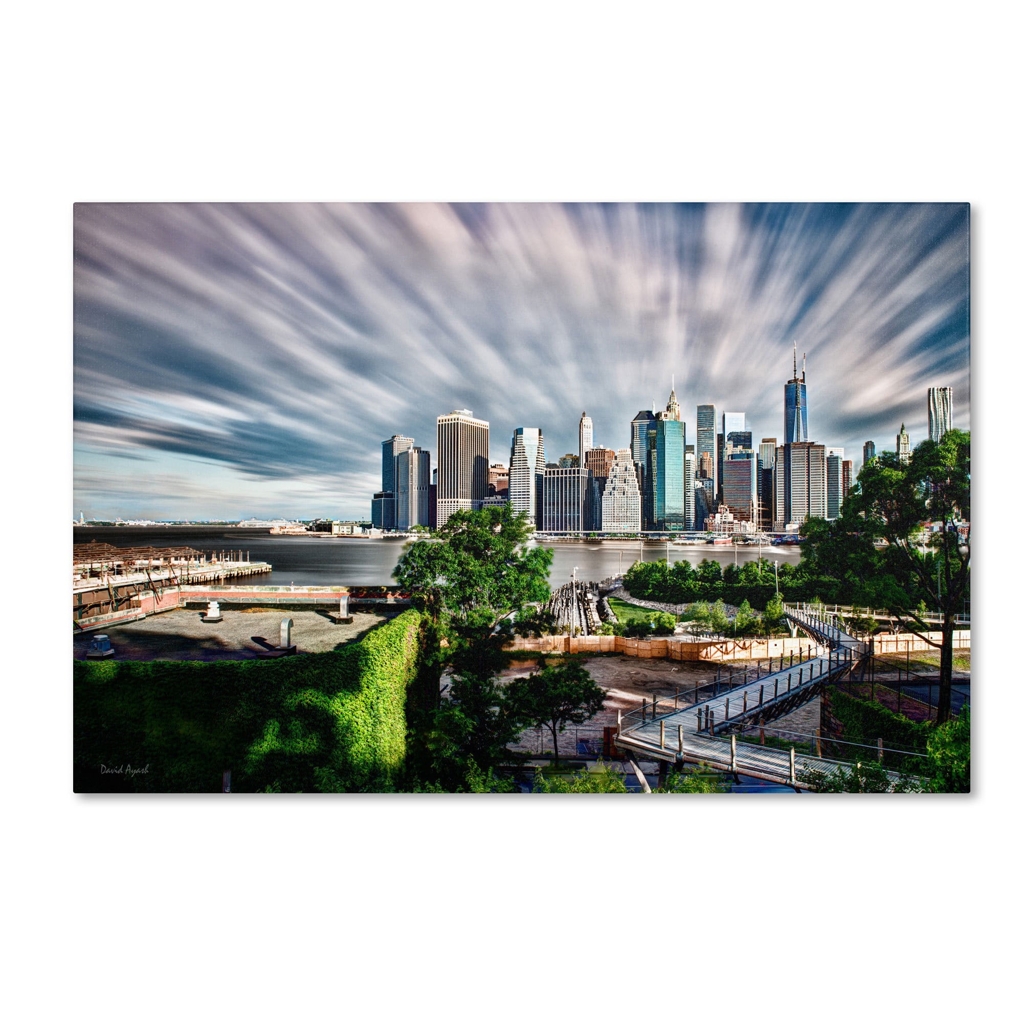 Trademark Fine Art "Brooklyn Bridge Park and Financial District - III" Canvas Art by David Ayash