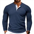 thumbnail image 1 of Camiseta Henley de Larga para Hombre, Informal, con Botones, Suave, Elástica, Básica, con Diseño de Gofre, para Otoño. Azul Real XXL, 1 of 6