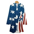 thumbnail image 4 of American Flag Blue Red White Night Robe Long Sleeve V Neck Robe With Belt Women's Sleepwear Dresses, 4 of 9
