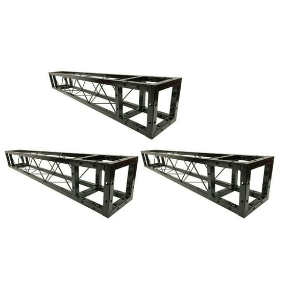 Three 1.5 Meter 4.92 ft. Square 8"x8" Black Trussing Box Truss Section Bolted