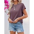 thumbnail image 2 of Women Summer Cap Sleeve Tank Top Crew Neck Solid Casual Basic Tee Shirt, 2 of 6