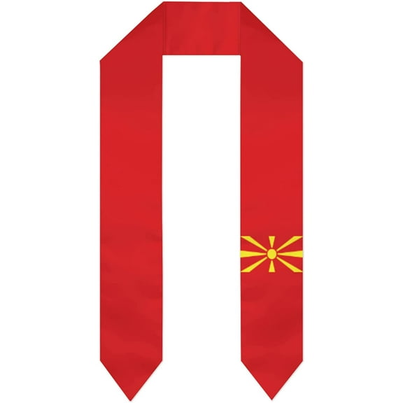 DABOYOZHZH North Macedonia Flag Graduation Shawl Sash Stole Wraps Scraf For International Study Pride Women Men