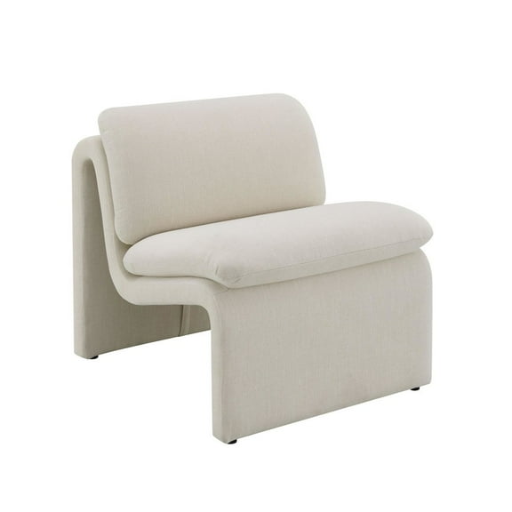 ACME Jaeda Wood & Boucle Fabric Upholstered Accent Chair in Ivory