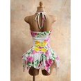 thumbnail image 2 of Multicolor Boho Tropical Floral Halter Cami Mini Dress With Ruffle Asymmetrical Hem Sleeveless Summer Sundress, 2 of 6