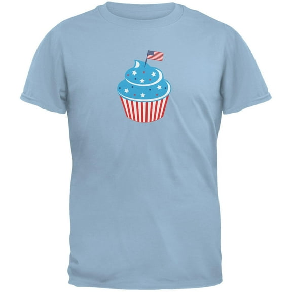 4th of July American Flag Cupcake Light Blue Youth T-Shirt - Youth Large