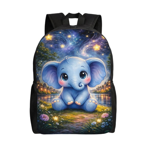 Cute Elephant Backpack Full Front Print Travel Laptop Bag for Men and Women