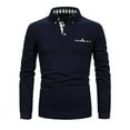 thumbnail image 2 of MLANM Mens Casual Long Sleeve Plaid Collar Polo Shirt Slim Fit Basic Shirts, M Navy, 2 of 5