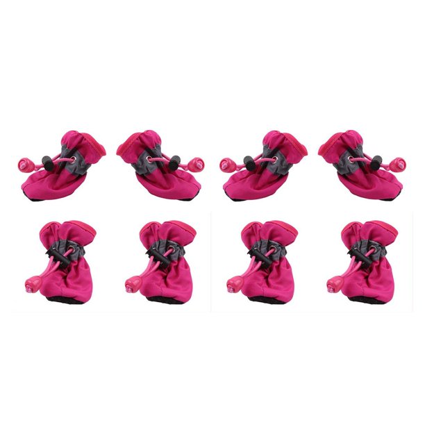 Methold 4 Uds. De zapatos para mascotas, botas de lluvia para exteriores, para todo tipo de clima, accesorios para el cuidado de las patas de rosa roja 6 2piezas
